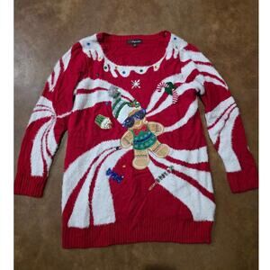 33 Degrees Women's Gingerbread Holiday Graphic Sweater Red XXL Ugly Sweater